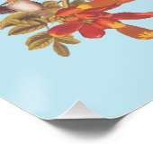 オードゥボンのルビーが喉を切り裂いたハミングバードと花 ポスター (コーナー)