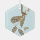 オードゥボンスワインソンのウォーブラーバードオンオークブランチ ガラスオーナメント (正面)