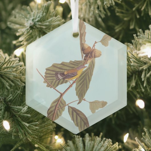 オードゥボンスワインソンのウォーブラーバードオンオークブランチ ガラスオーナメント (インサイチュ)