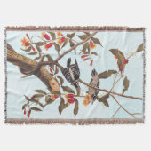 オードゥボンダウンウッドペッカーカップルと花 スローブランケット (正面)