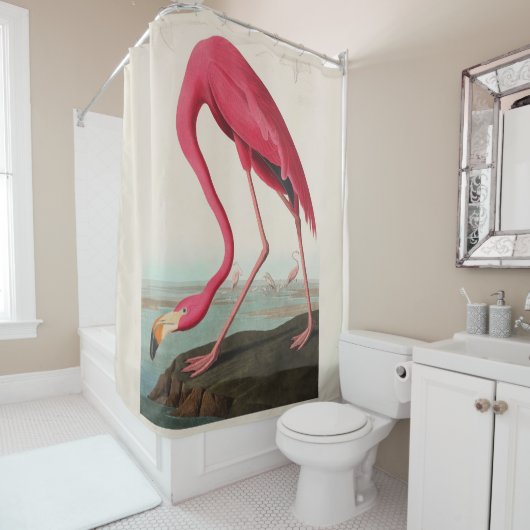 オードゥボンピンクアメリカンフラミンゴプレートCCXXXI シャワーカーテン (インサイチュ)