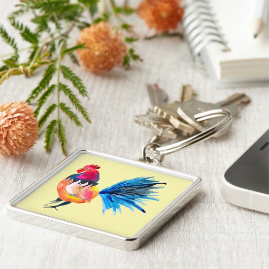 オードスターカラフル水彩イラストレーション キーホルダー (側面)