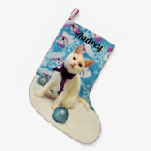 -オードパーソナライズされたリーのクリスマスストッキング(猫) スモールクリスマスストッキング (正面 (吊り時))