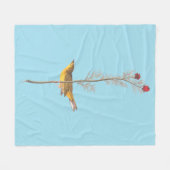 オードボンのフードを被ったアカワドリ フリースブランケット (正面(横))