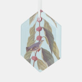 オードボンのヴィンテージブルーグリーンウォーブラーソングバードタイラー ガラスオーナメント (正面左)