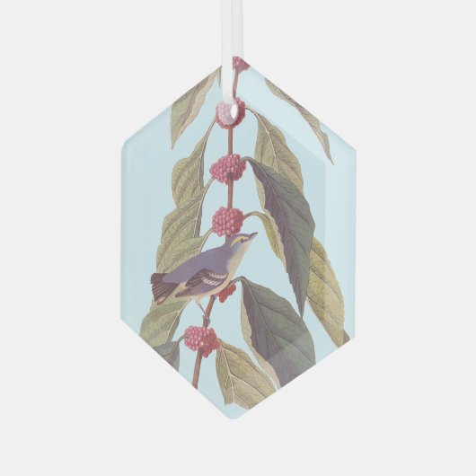 オードボンのヴィンテージブルーグリーンウォーブラーソングバードタイラー ガラスオーナメント (正面左)