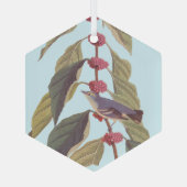 オードボンのヴィンテージブルーグリーンウォーブラーソングバードタイラー ガラスオーナメント (裏面)