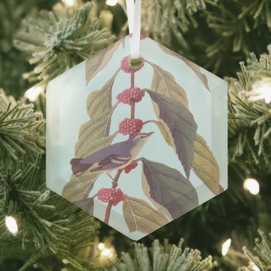 オードボンのヴィンテージブルーグリーンウォーブラーソングバードタイラー ガラスオーナメント (インサイチュ)