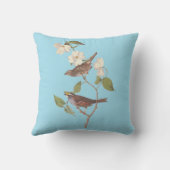 オードボンの白い喉の付いた青い雀 クッション (裏面)