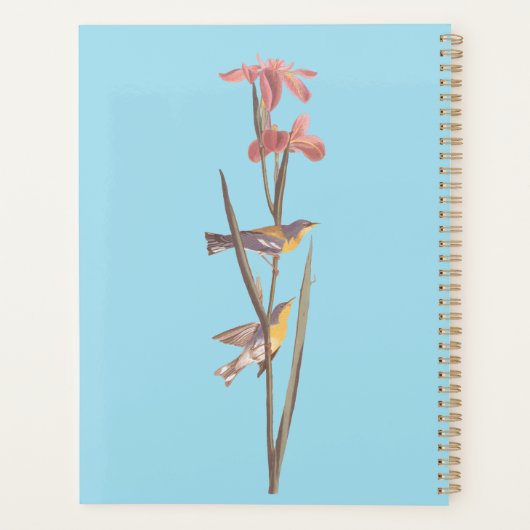 オードボンの青いイエローバックウォーブラーズ プランナー手帳 (裏面)