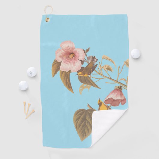 オードボンの青い翼を持つ黄色のウグイスの鳴き鳥 ゴルフタオル (インサイチュ)