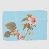 オードボンの青い翼を持つ黄色のウグイスの鳴き鳥 ゴルフタオル (横)