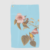 オードボンの青い翼を持つ黄色のウグイスの鳴き鳥 ゴルフタオル (正面)