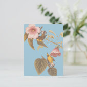 オードボンの青い翼を持つ黄色のウグイスの鳴き鳥 ポストカード (スタンド正面)