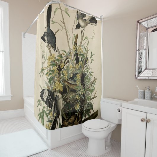 オードボンの鳥たち、北モックの鳥 シャワーカーテン (インサイチュ)