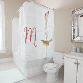 オードボンの黄色い鳥の花とモノグラム シャワーカーテン (インサイチュ)