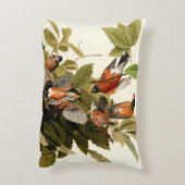 オードボンアメリカンロビンワイルドライフバードイラストレーション アクセントクッション (裏面(縦))