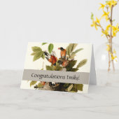 オードボンアメリカンロビンワイルドライフバードイラストレーション カード (黄色い花)