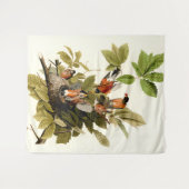 オードボンアメリカンロビンワイルドライフバードイラストレーション タペストリー (正面(横))