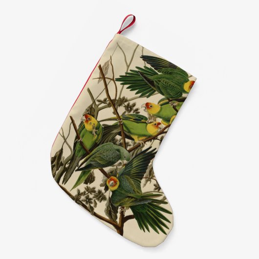 オードボンカロライナオウムイラストレーション スモールクリスマスストッキング (正面 (吊り時))
