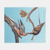 オードボンキスをする鳩 フリースブランケット (正面(横))