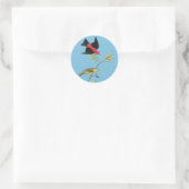 オードボンスカーレットバードアートステッカー ラウンドシール (バッグ)