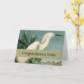 オードボンスノーイヘロンホワイトエグレットバード野鳥観察 カード (黄色い花)