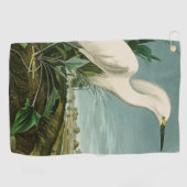 オードボンスノーイヘロンホワイトエグレットバード野鳥観察 ゴルフタオル (横)