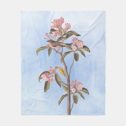オードボンズキュービエのキングレット鳥オンピンクカリコ フリースブランケット (正面)