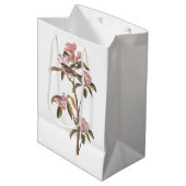 オードボンズキュービエのキングレット鳥オンピンクカリコ ミディアムペーパーバッグ (正面アングル)