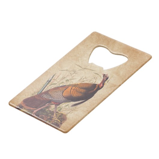 オードボンズバーズオブアメリカ野生のトルコ秋の鳥 クレジットカード栓抜き (正面アングル)