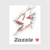 オードボンズパープルフィンチレッドバードヴィンテージアート シール (シート)