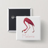 オードボンズピンクフラミンゴヴィンテージバードオブアメリカ 缶バッジ (正面&裏面)