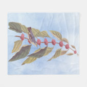 オードボンズヴィンテージブルーグリーンウォーブラーソングバード フリースブランケット (正面(横))