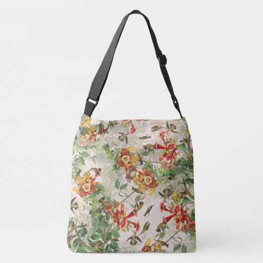オードボンハミングバードバーズワイルドライフティフローラトートバッグ クロスボディバッグ (裏面)