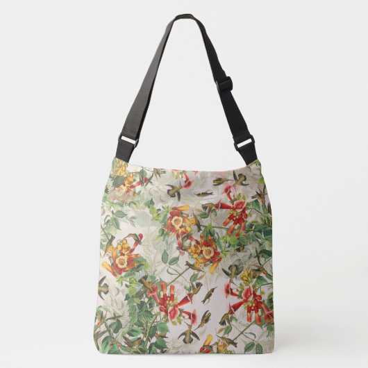 オードボンハミングバードバーズワイルドライフティフローラトートバッグ クロスボディバッグ (正面)
