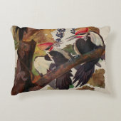 オードボンパイレーテッドウッドペッカ絵画ーの鳥 アクセントクッション (正面)