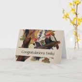 オードボンパイレーテッドウッドペッカ絵画ーの鳥 カード (黄色い花)