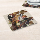 オードボンパイレーテッドウッドペッカ絵画ーの鳥 スクエアペーパーコースター (アングル)