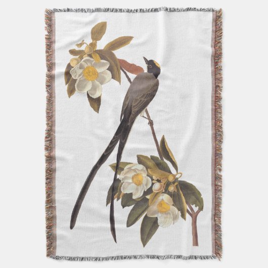 オードボンフォーテイルフライキャッチャーバードヴィンテージアート スローブランケット (正面縦)