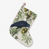 オードボンブラッククロウアメリカンバードイラストレーション スモールクリスマスストッキング (正面 (吊り時))