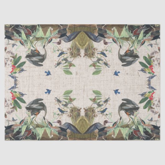 オードボンヘロンバーズコラージワイルドライフティッシュペーパー 薄葉紙 (正面)