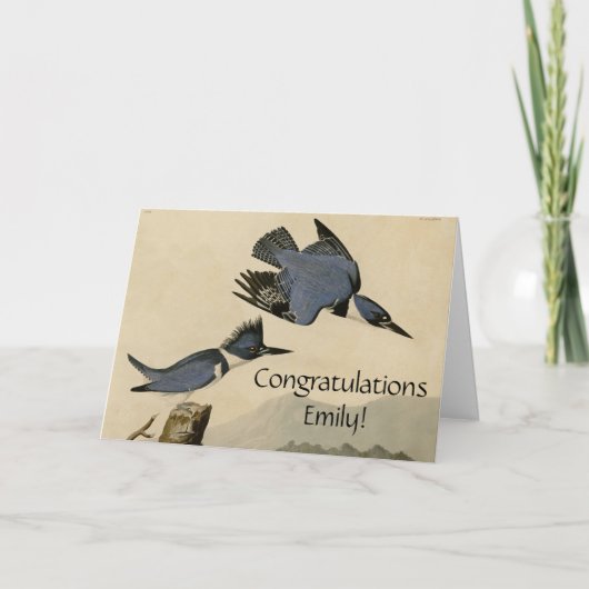 オードボンベルテッドキングフィッシャー野生鳥 カード (正面)