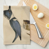 オードボンベルテッドキングフィッシャー野生鳥 キッチンタオル (四つ折り)