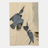 オードボンベルテッドキングフィッシャー野生鳥 キッチンタオル (縦)
