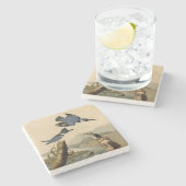 オードボンベルテッドキングフィッシャー野生鳥 ストーンコースター (横)