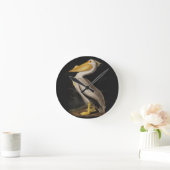 オードボンホワイトペリカンバードアメリカ ラウンド壁時計 (ホーム)