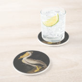 オードボンホワイトペリカンバードヴィンテージプリント コースター (側面)