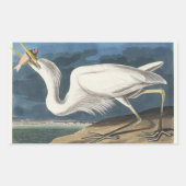 オードボン素晴らしの白いヘロン絵を描野生動物 長方形シール (正面)