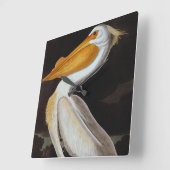 オードボン素晴らし白ペリカン スクエア壁時計 (傾斜)